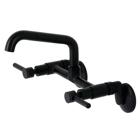 Kingston Brass KS823MB Concord Two-Handle Wall-Mount Kitchen Faucet, Matte Black KS823MB